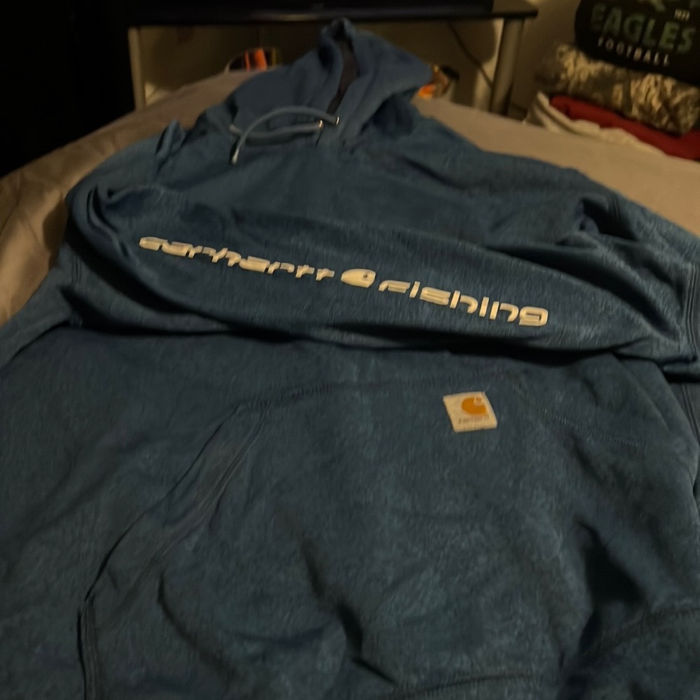 Blue Carhartt fishing hoodie